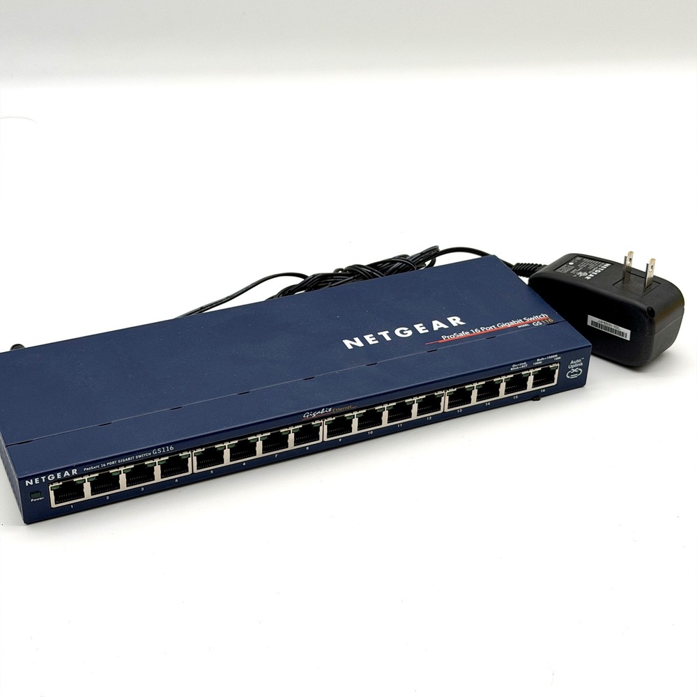 Netgear ProSafe GS116 16 Port Gigabit Ethernet Switch Blue Unmanaged Hub w Power